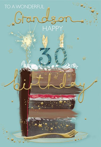 Grandson 30th birthday card- birthday cake