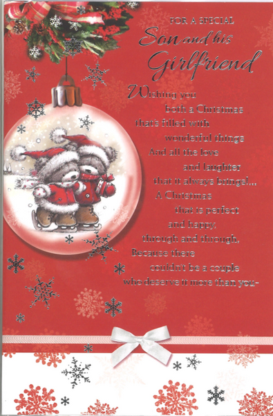 Son and Girlfriend Christmas card - Christmas bears