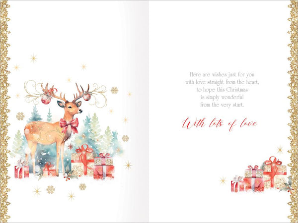 Niece Christmas card - festive reindeer