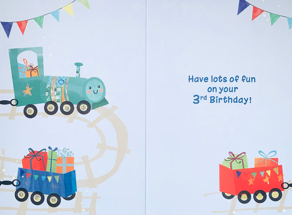 Age 3 birthday card - trains