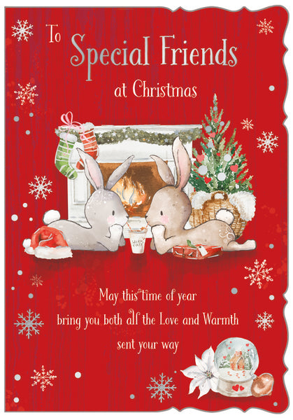 Special friends Christmas card - cute rabbits