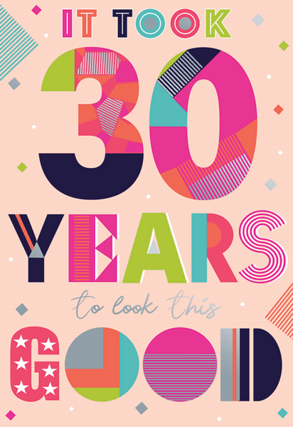 30th birthday card - modern text