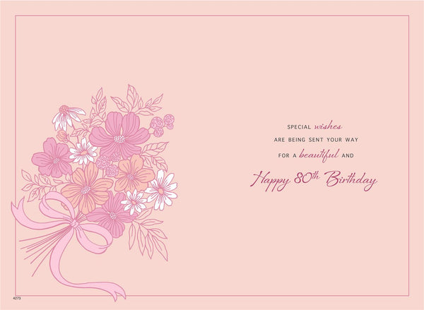 80th birthday card- birthday flowers