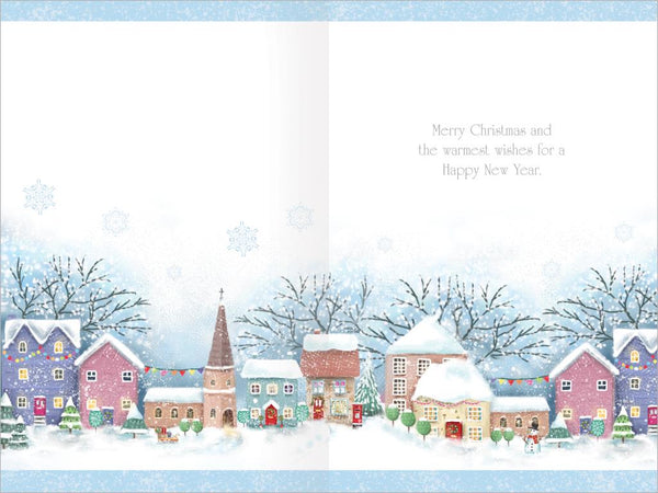Mum and Dad Christmas card - festive town