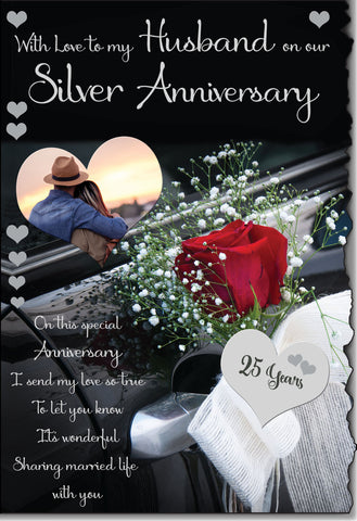 Husband Silver anniversary card- long loving verse
