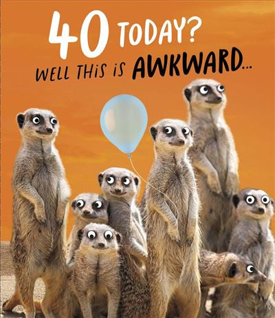Funny 40th birthday card - meerkats
