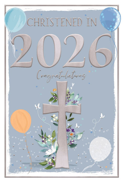 Christening congratulations card - blue- 2026