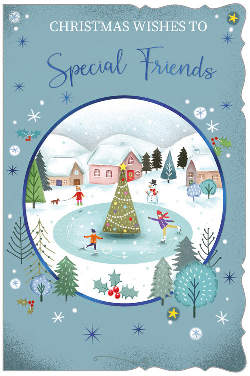 Special friends Christmas card - Xmas skating