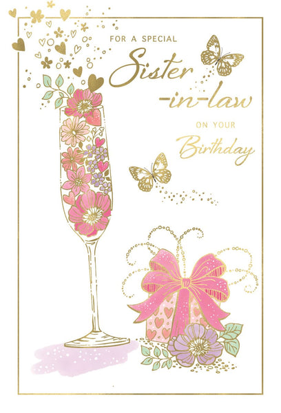 Sister in law birthday card - flowers and cocktails