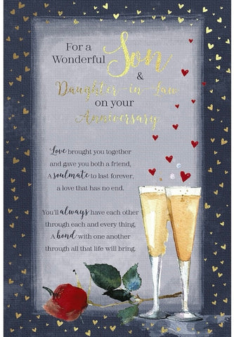 Son and Daughter-in-law anniversary card - champagne