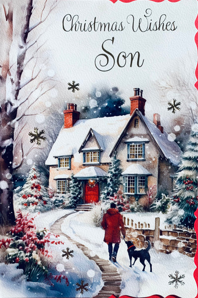 Son Christmas card - winter home
