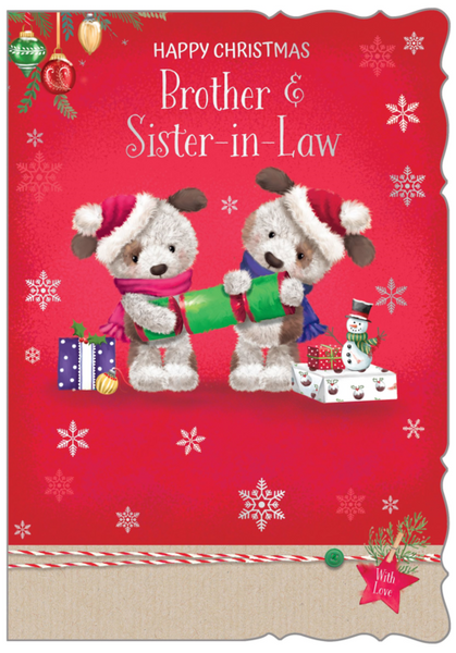 Brother and Sister-in-law Christmas card - cute Xmas dogs