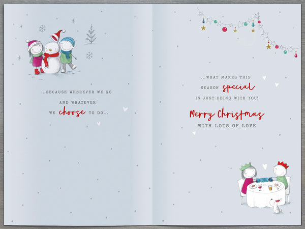 Wife Christmas card- cute romantic Xmas walk