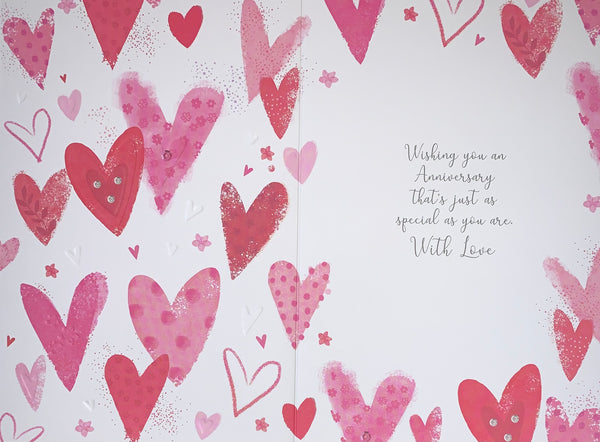 Brother and Sister in law wedding anniversary card - hearts
