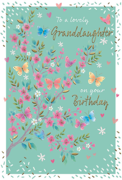 Granddaughter birthday card- beautiful flowers and sentimental verse