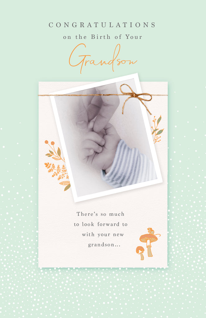 Handmade New Baby Boy Congratulations Greeting Card - Personalised Grandson Baby Shower