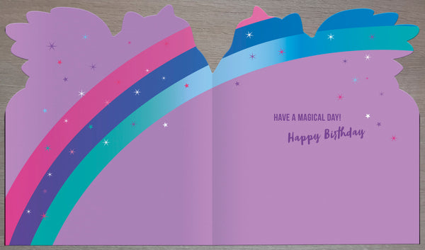 Age 4 birthday card - rainbow unicorn