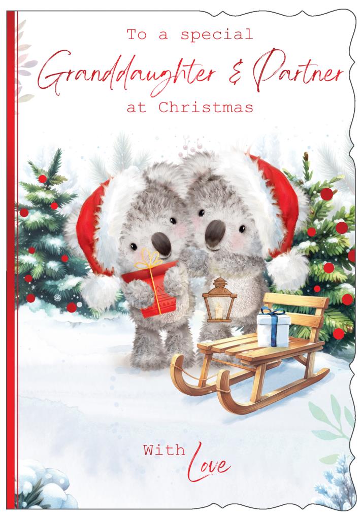 Granddaughter and Partner Christmas card - cute bears