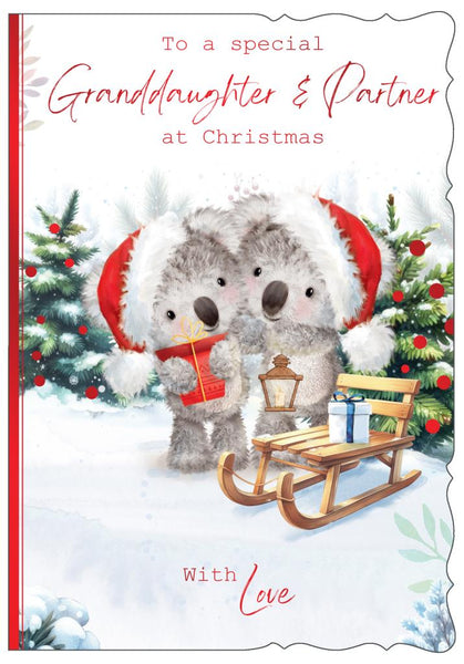 Granddaughter and Partner Christmas card - cute bears