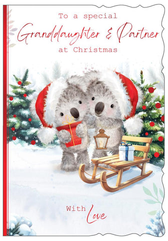 Granddaughter and Partner Christmas card - cute bears
