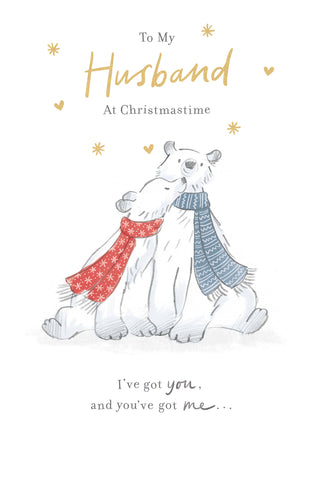 Husband Christmas card - cute polar bears