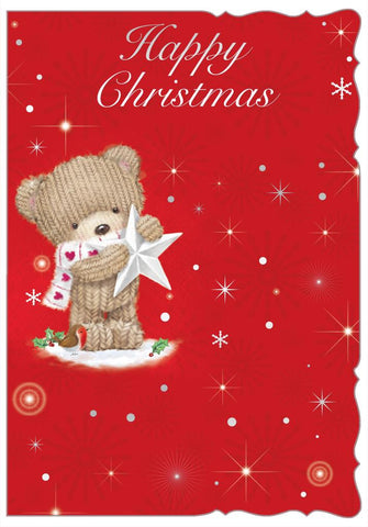 General Christmas card - cute bear with star