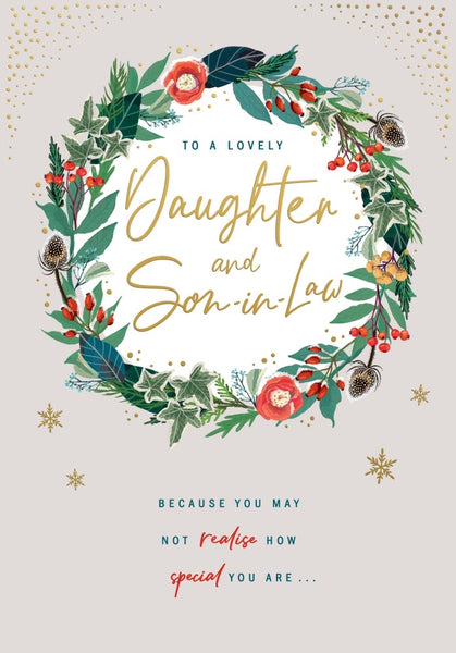Daughter and son in law Christmas card - Xmas flowers