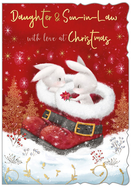 Daughter and Son-in-law Christmas card - cute rabbits