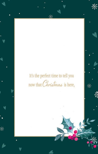 One I love Christmas card - hearts and baubles