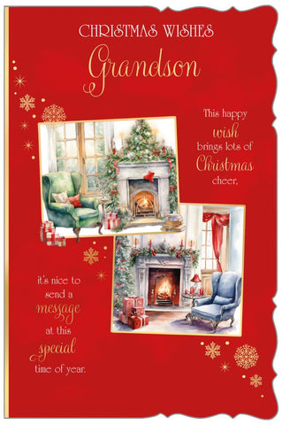 Grandson Christmas card - festive scene
