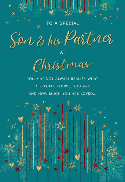 Son and Partner Christmas card- Xmas sparkles