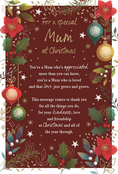 Mum Christmas card- sentimental