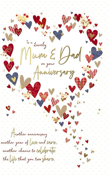 Mum and Dad wedding anniversary card- heart confetti