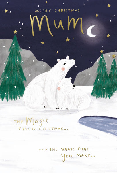 Mum Christmas card- cute polar bears