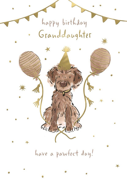 Granddaughter birthday card - cute dog