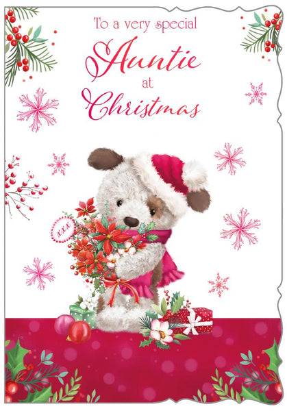 Auntie Christmas card- cute Xmas dog