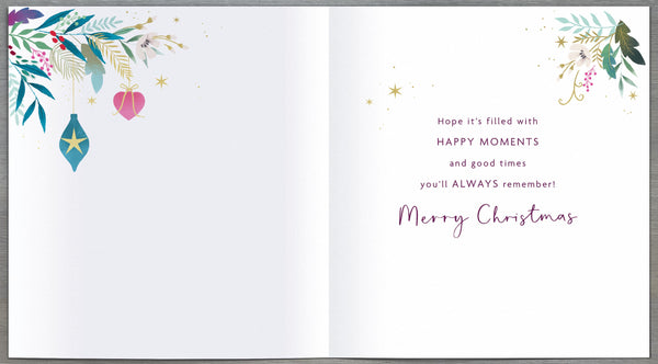 Special Friends Christmas card- flowers and baubles