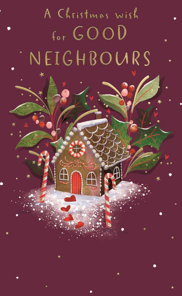 Neighbours Christmas Card – Gingerbread House, Greeting Card