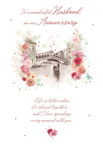 Husband wedding anniversary card - Venice