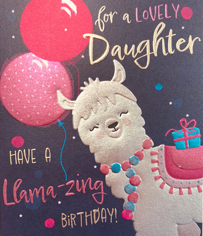 Daughter birthday card - birthday llama