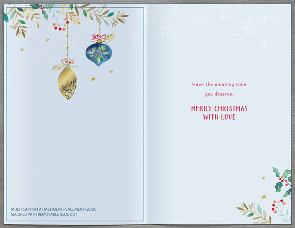 Granddaughter & Husband/Partner Christmas card - Customisable card