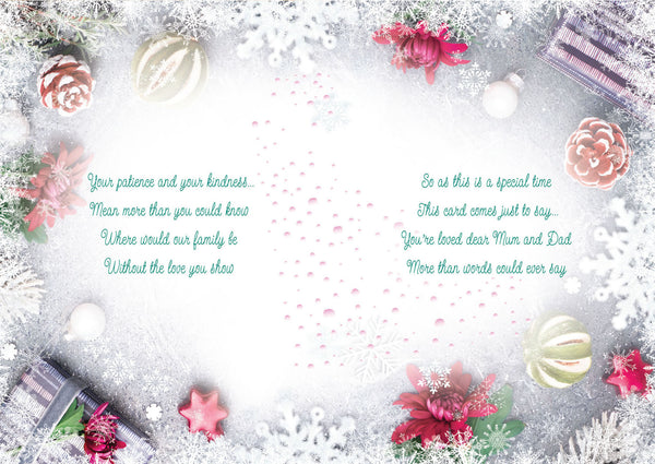 Mum and Dad Christmas card - sentimental verse