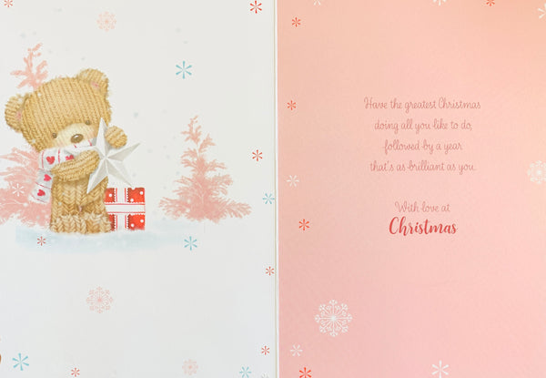 Sister Christmas card - Xmas bear