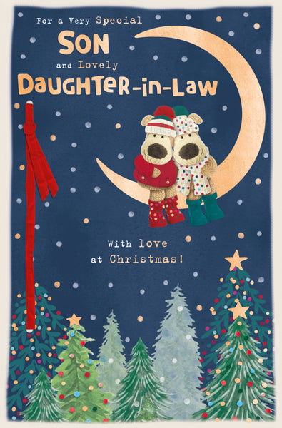 Son and Daughter in law Christmas card- Boofle