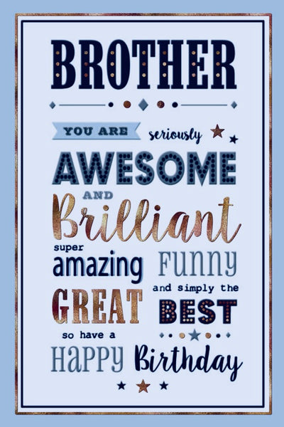 Brother birthday card- modern text and stars