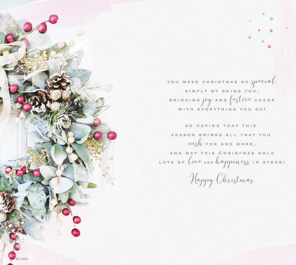 Mam Christmas card- Christmas wreath