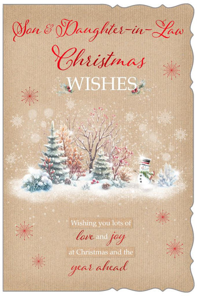 Son and Daughter-in-law Christmas card - winter woodland