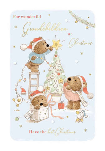 To Grandchildren Christmas card - cute bears
