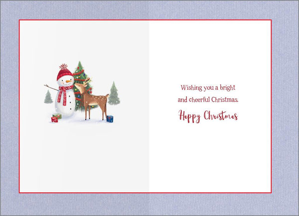 Cousin Christmas card - cute snowman and reindeer