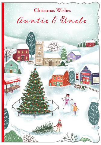 Auntie and Uncle Christmas card- festive village